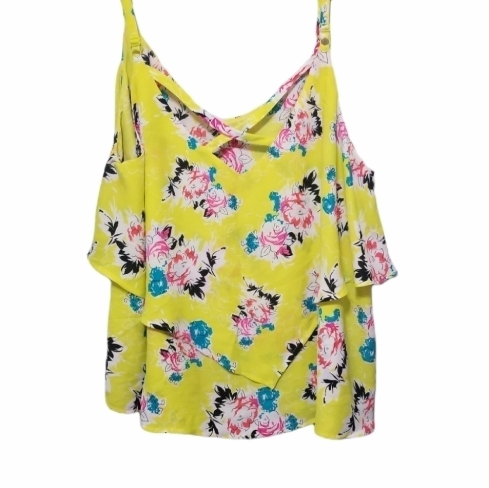 Torrid women's Georgette Floral Print Layered Criss Cross Cami, Size 2 - Picture 5 of 8